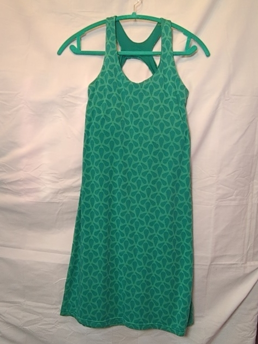 Teal Patterned Racerback Mini Dress